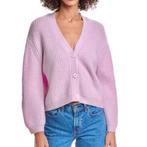 Purple Pink buttoned chunky knit oversized cardigan